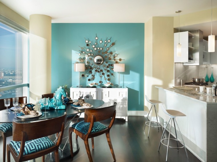 Beautiful blue statement wall.