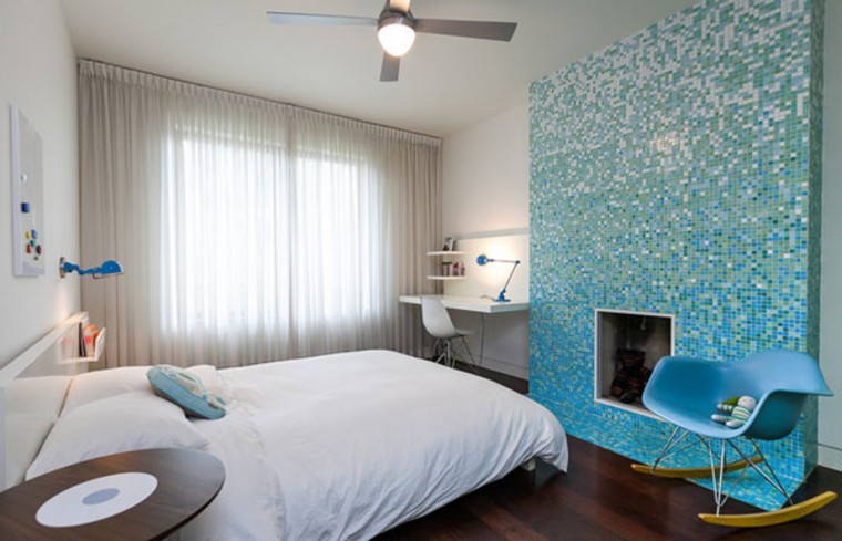 Stunning mosaic glass wall as a feature wall.