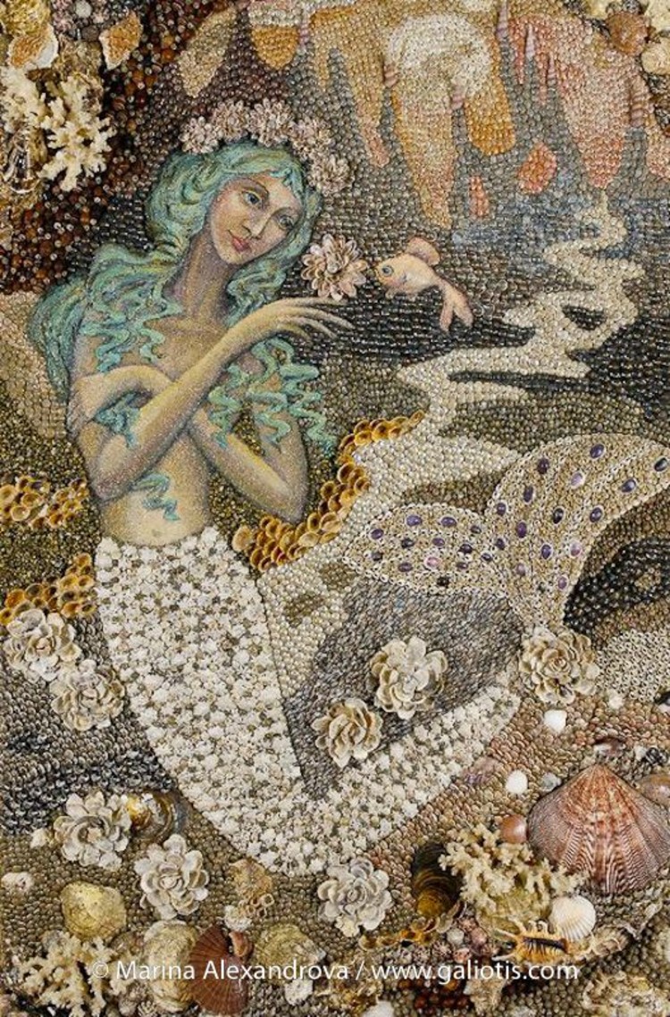 Beautiful Mosaic Design made of seashells.