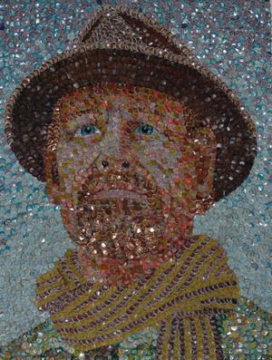 Molly B Right's Mosaic Artwork made of bottle cap. Mosaics Art Inspiration by Mosaics Lab