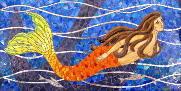 Gorgeous mermaid tile mosaic artwork.
