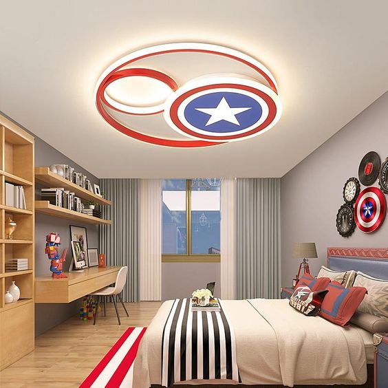 Marvel fan teenagers room interiors. Design Inspiration by Mosaics Lab