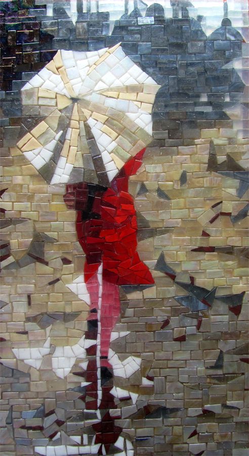 Woman in red modern mosaic artwork | Mosaic Design inspiration by Mosaics Lab