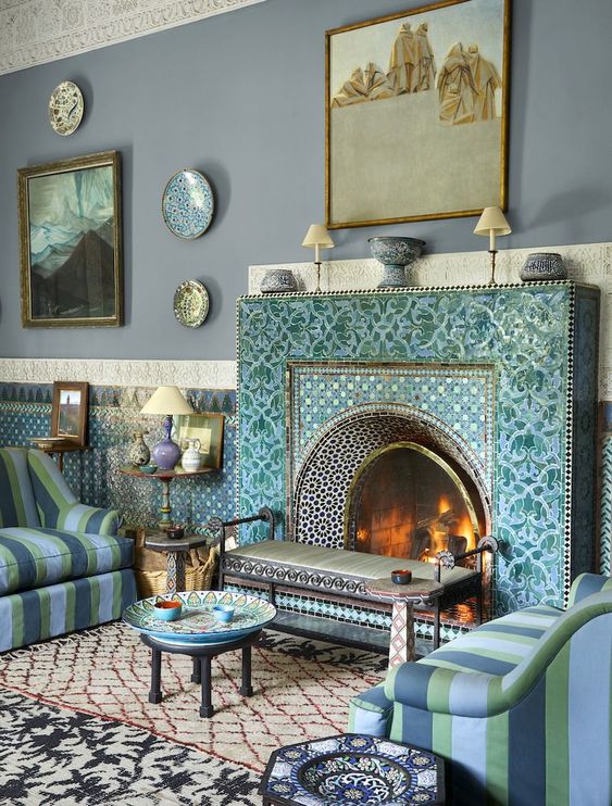 Marvelous fireplace mosaic artwork