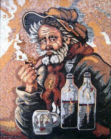Mosaic portrait of a sailor by Mosaics Lab