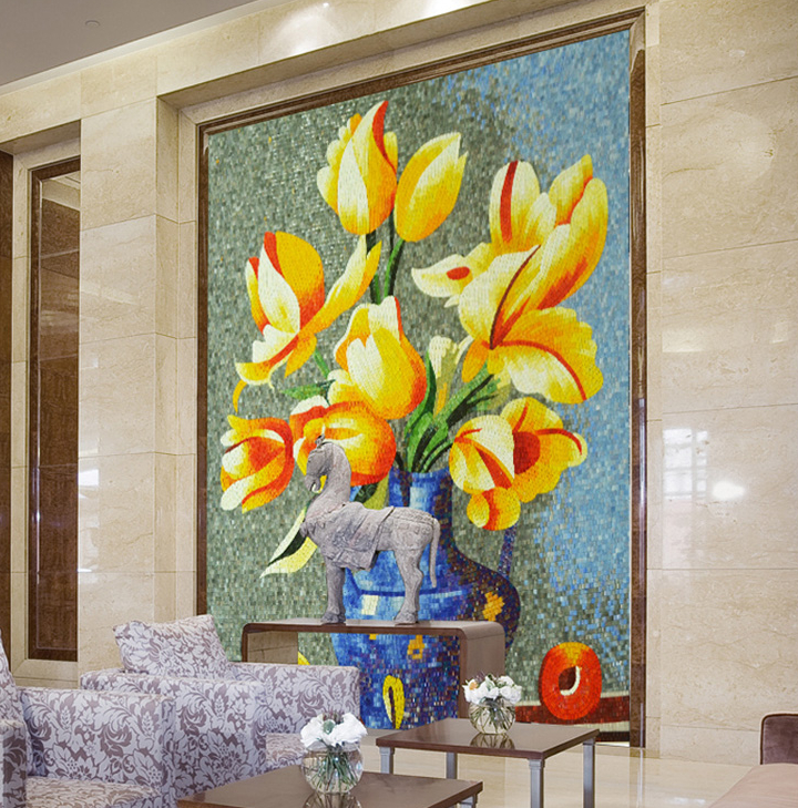 Floral Mosaic Mural Design by Mosaics Lab