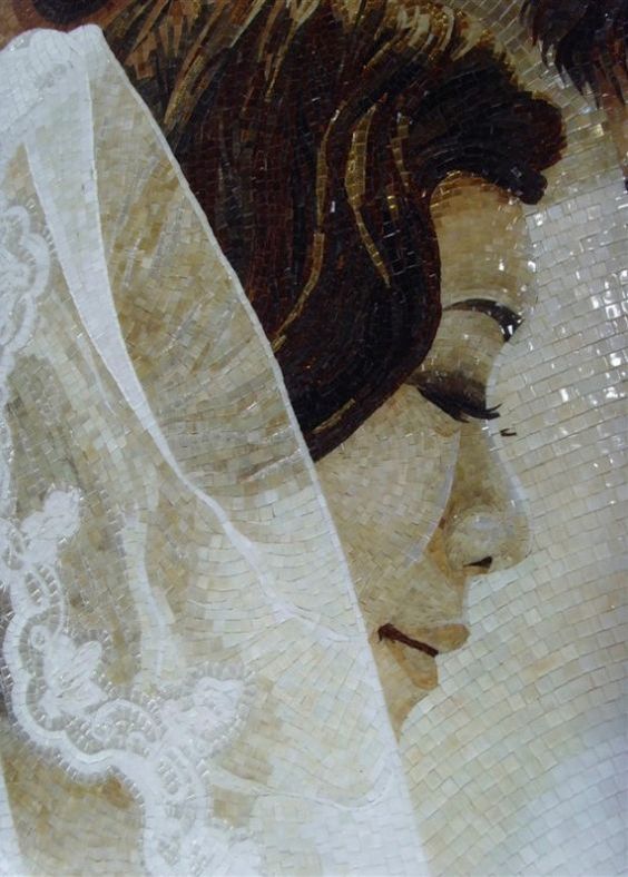 Handmade Mosaic portrait of a new bride by Mosaics Lab