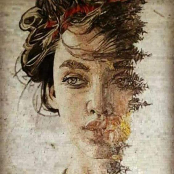 Gorgeous abstract mosaic portrait by Mosaics LAb
