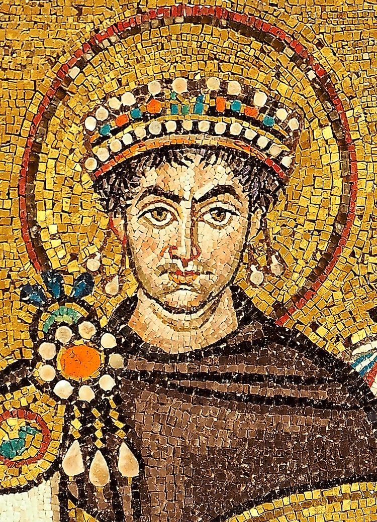 Ancient mosaic portrait of San Vitale, Ravenna.