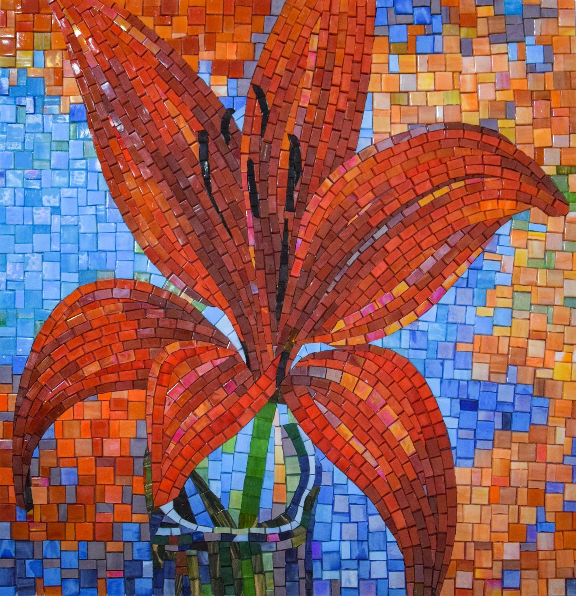 Colorful floral mosaic design by Mosaics Lab
