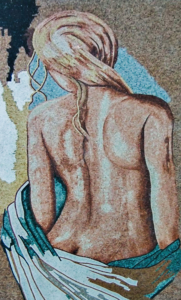 Tile Mosaic design of a naked woman provided by mosaics lab