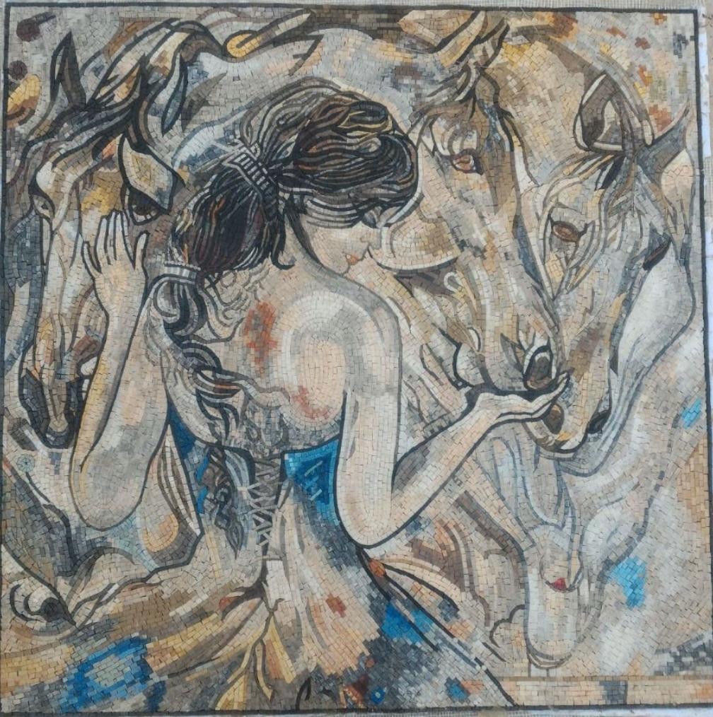 Beautiful Horse Mosaic Artwork of Lady Godiva by Mosaics Lab