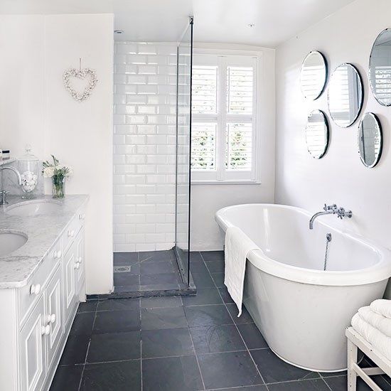 White bathroom interiors