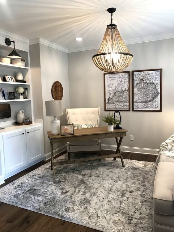 Beautiful office design and home office mural