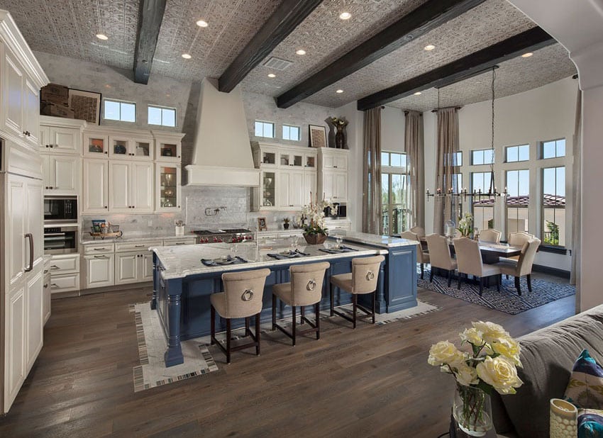 Open concept kitchen and dining room. 