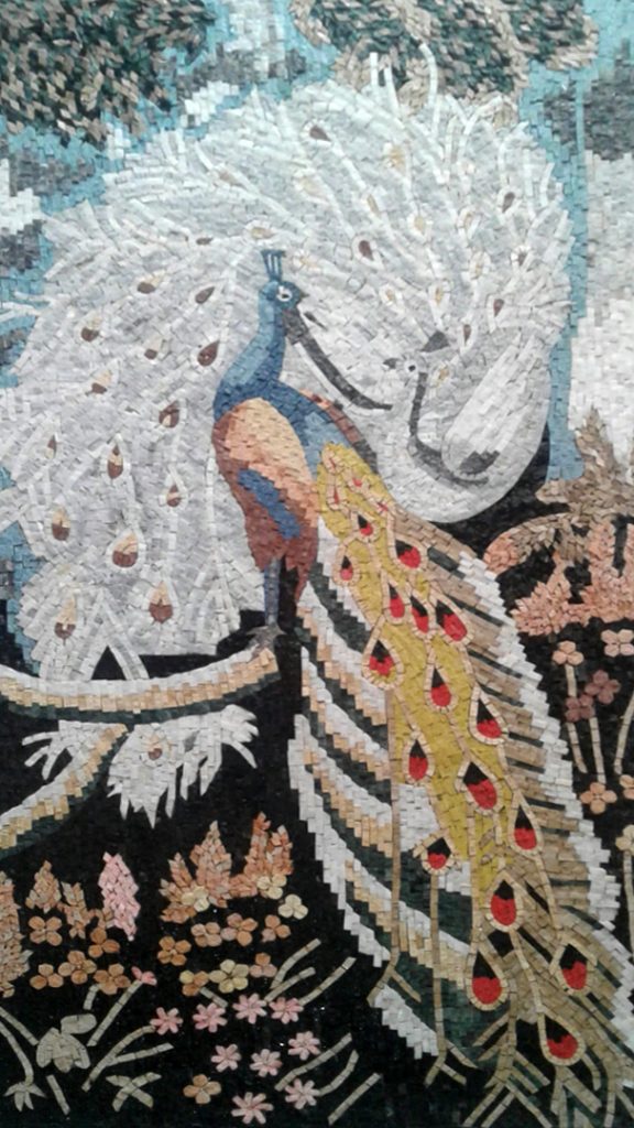 Peacock Mosaic Artworks, Peacock Mosaic Murals, Peacock Designs