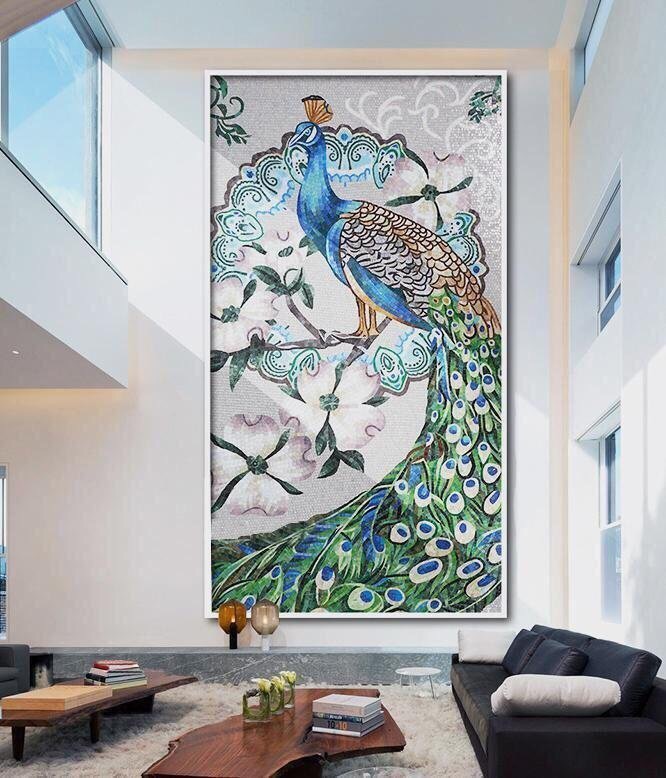 Peacock Mosaic Artwork, Peacock Mosaic Murals, Peacock Artworks