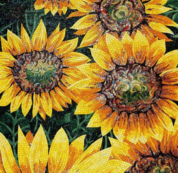 Handmade floral mosaic mural by Mosaics lab