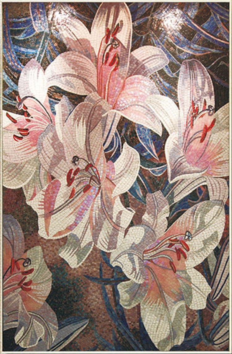 Mosaic lilies, Flower Mosaic Designs, Flower Mosaic Murals