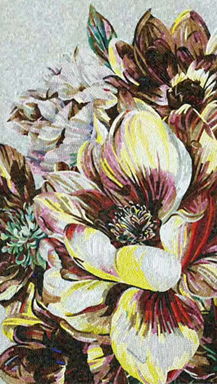 Mosaic lilies, Flower Mosaic Designs, Flower Mosaic Murals