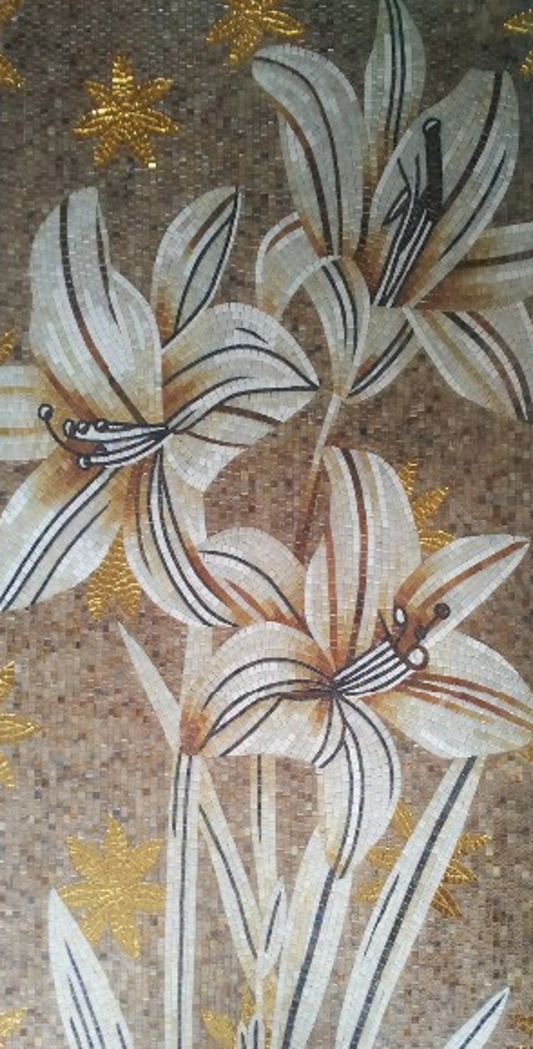 Mosaic lilies, Flower Mosaic Designs, Flower Mosaic Murals