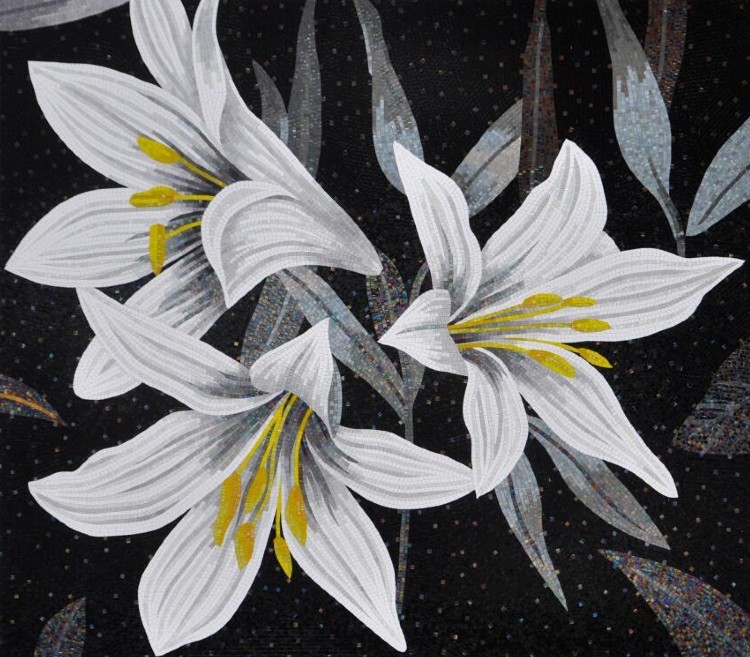 Mosaic lilies, Flower Mosaic Designs, Flower Mosaic Murals