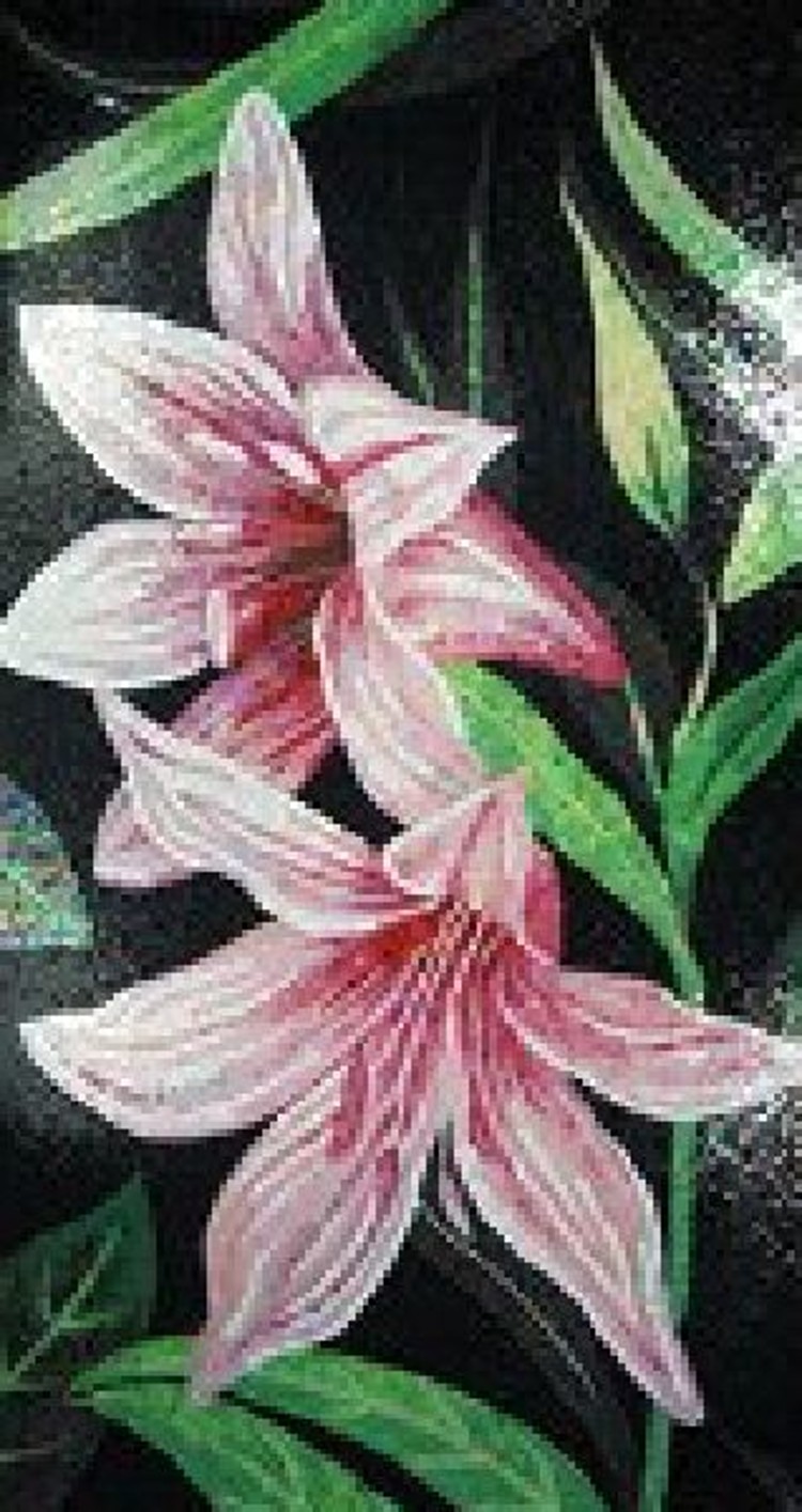 Mosaic lilies, Flower Mosaic Designs, Flower Mosaic Murals