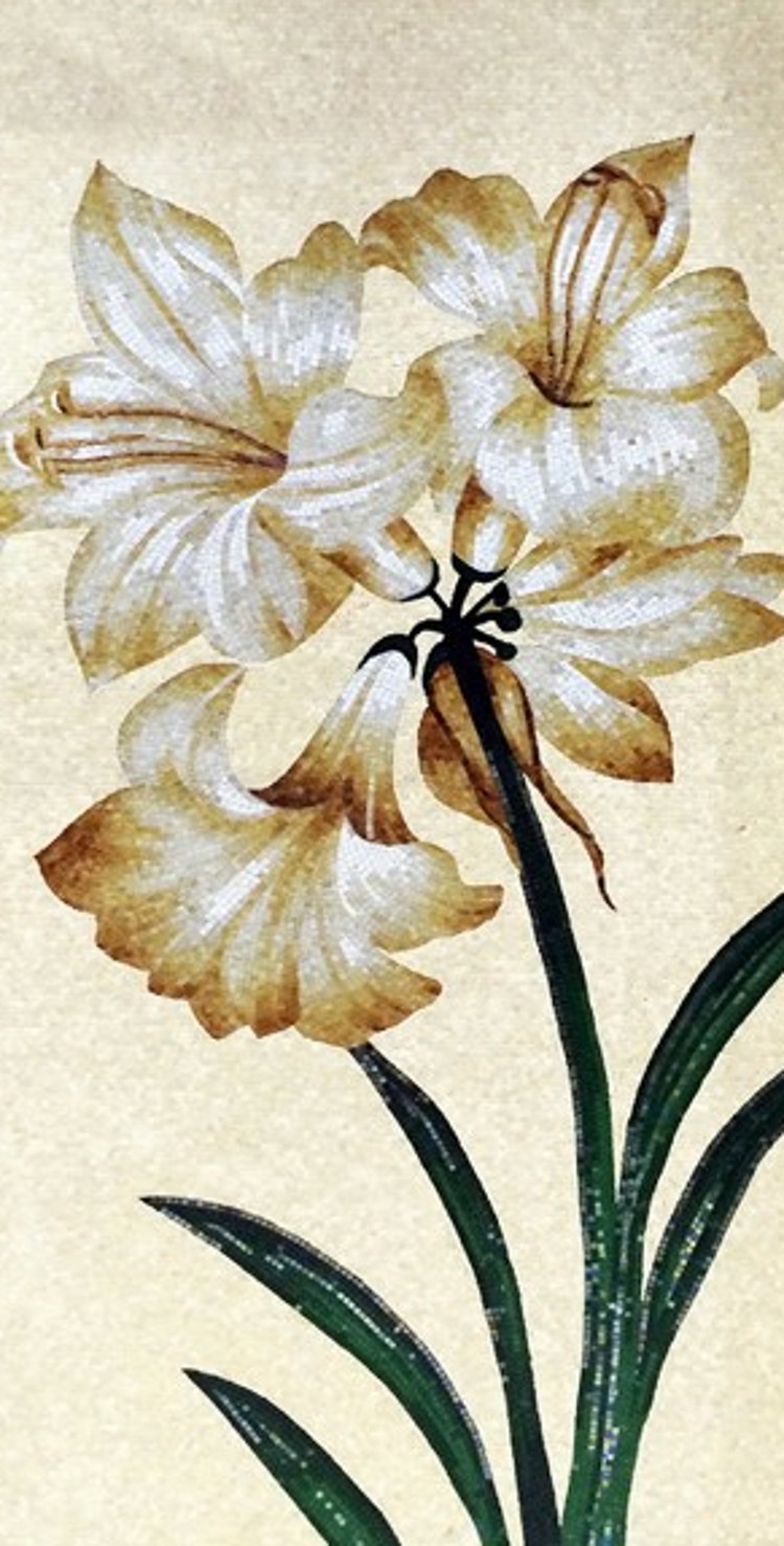 Mosaic lilies, Flower Mosaic Designs, Flower Mosaic Murals