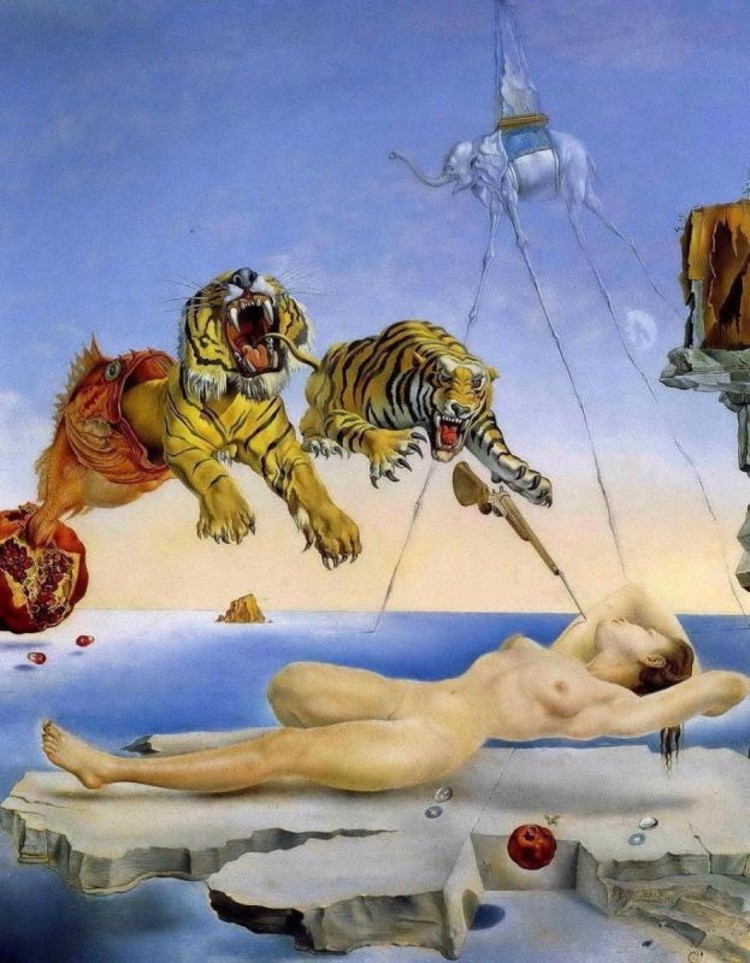 Dream Caused by the flight of a bed by Salvador Dali