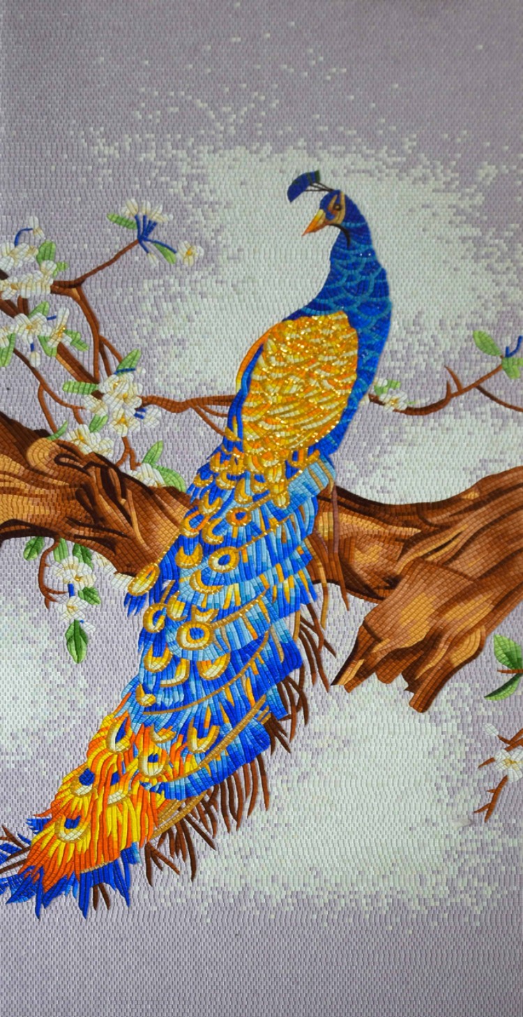 Peacock Mosaic design for a mural by mosaics lab