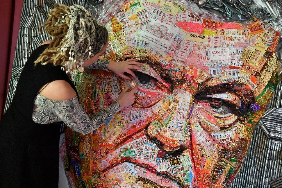 Mosaic Portrait Art of Ukrainian president