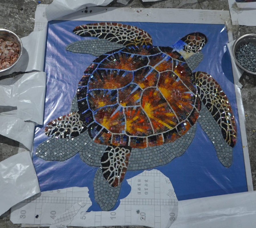 Turtle_Mosaic_Artwork - Sea_Turtle_Mosaics - Sea_Creatures_Customized_Mosaic_Art