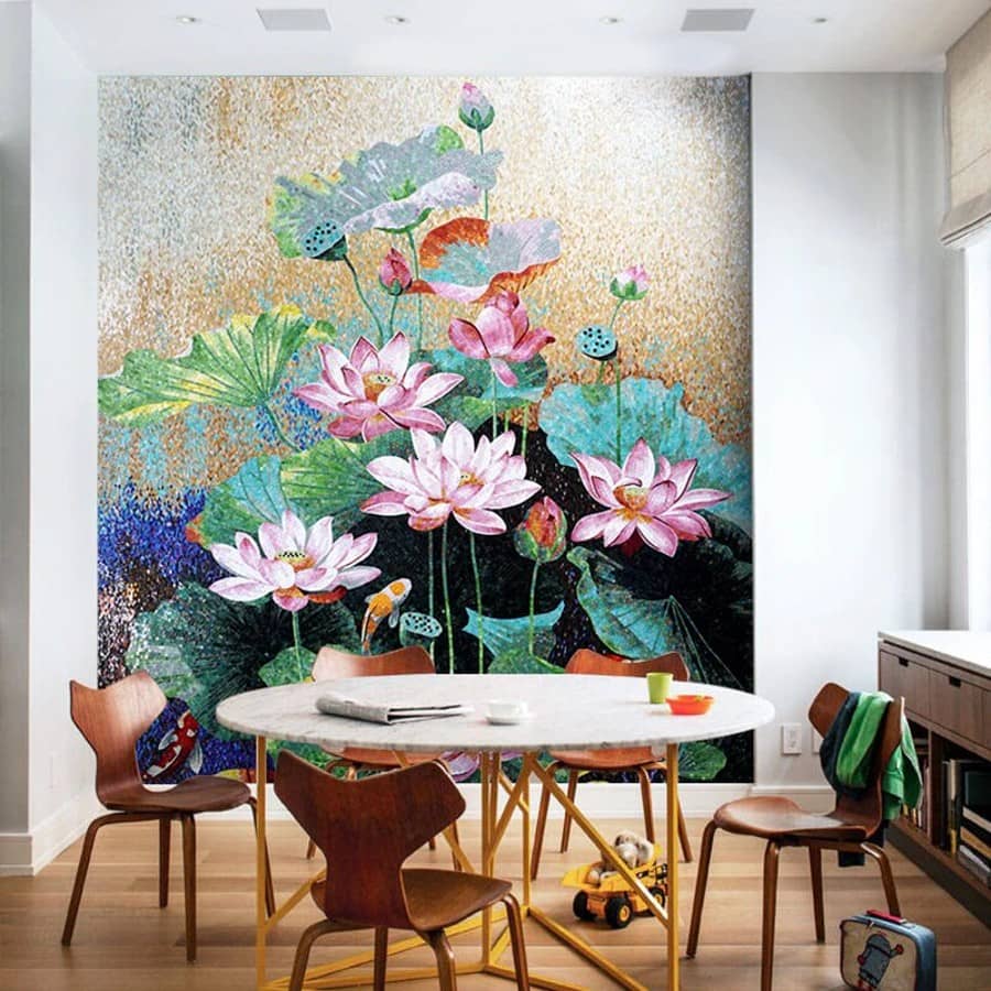 Floral mosaic wall art - Glass_Mosaic_Mural - Mosaic_Mural_Artwork - Mosaic_Mural_Design